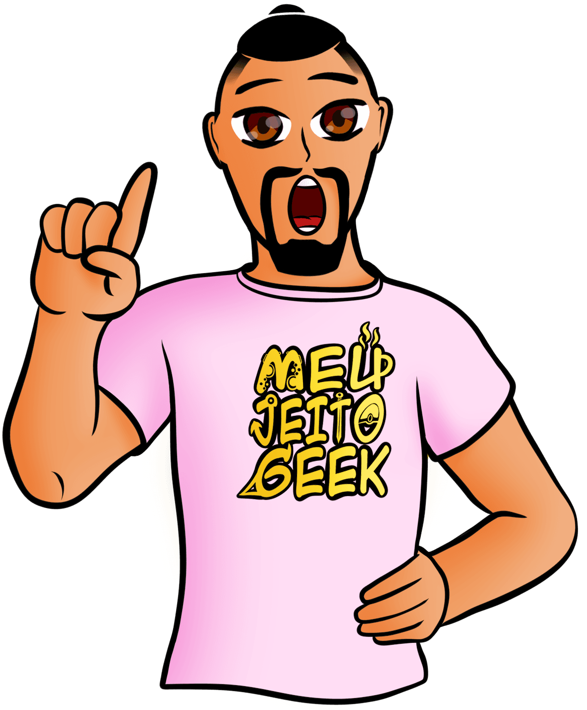 Imagem de um desenho de um rapaz de cabelo amarrado